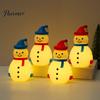 Indoor Holiday Scene Setup Christmas Snowman LED Night Light, Portable Cartoon Desk Lamp with Hanging Ring for Cute Light Party Decor, Warm