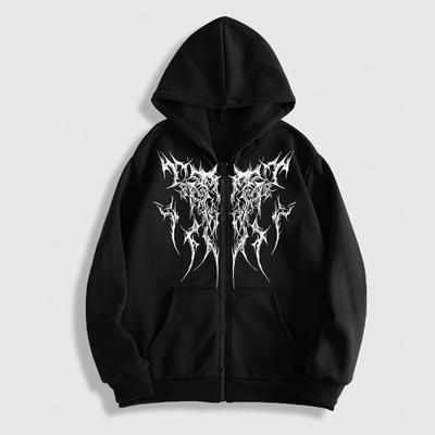 Sweat à capuche zippé pour homme - Sweats pour homme Y2K Vintage à manches longues Streetwear Pull avec poche
