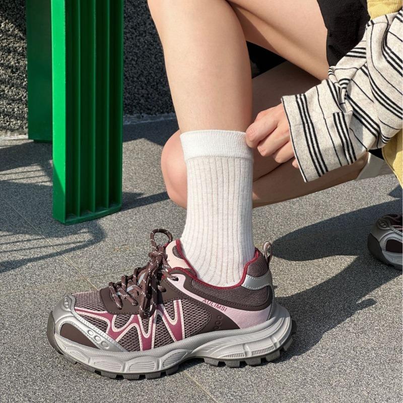 Summer New Leather Fashion Thick-soled Heightening Dad Shoes Women's Versatile Casual Sports Shoes Breathable Mesh Shoes