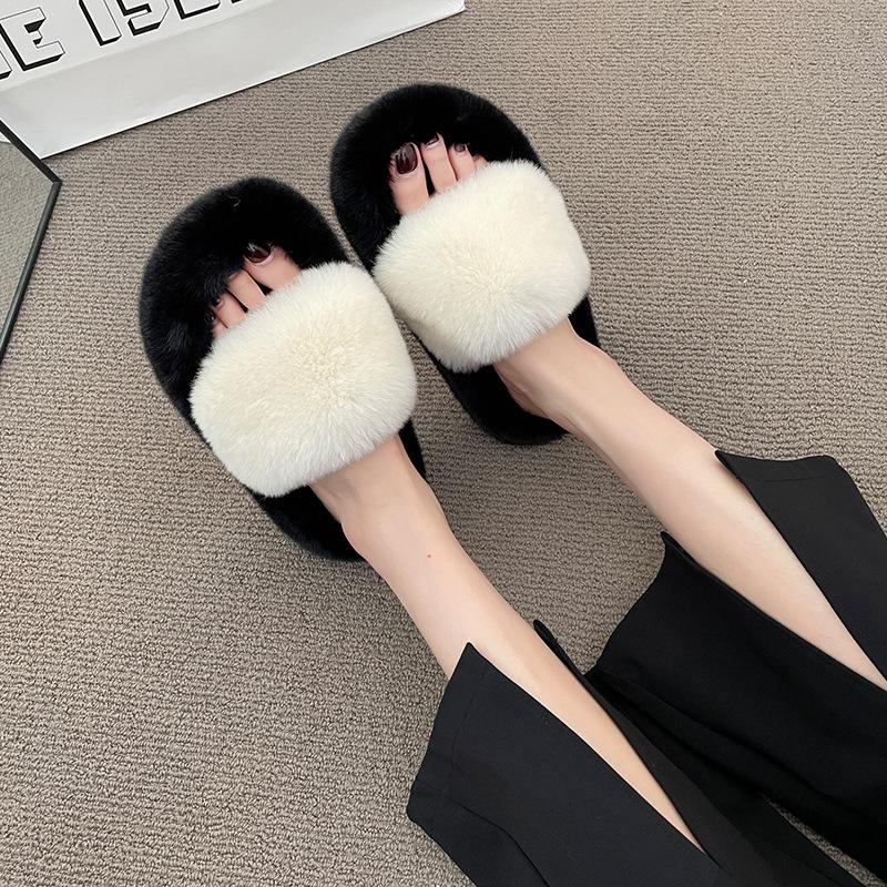 Zapatos Fashion Versatile Woman Shoes 2026 Winter New Women's Flat Bottomed Fluffy Slippers Comfort Non Slip Women Home Shoes
