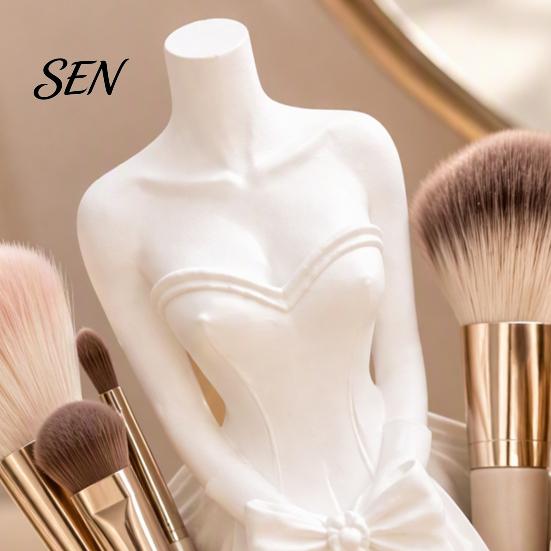 Decorative Dress Shaped Pen Stand 3D Printed Wedding Holder, Stationery Organizer with Dual Storage Artistic Table Decoration Slots for Pens