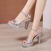 10cm Small Size 32-43 Block High Heels Sandals Summer Woman Wedding Shoes 2024 Thick Platform Sandals Women Soft Leather Sandal