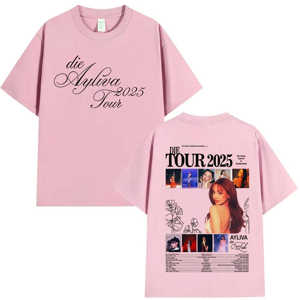 Die Ayliva Tour 2025 Graphic Tshirts Men Women Casual Harajuku Oversized T Shirt Retro Fashion High Quality Cotton Tshirt Tops