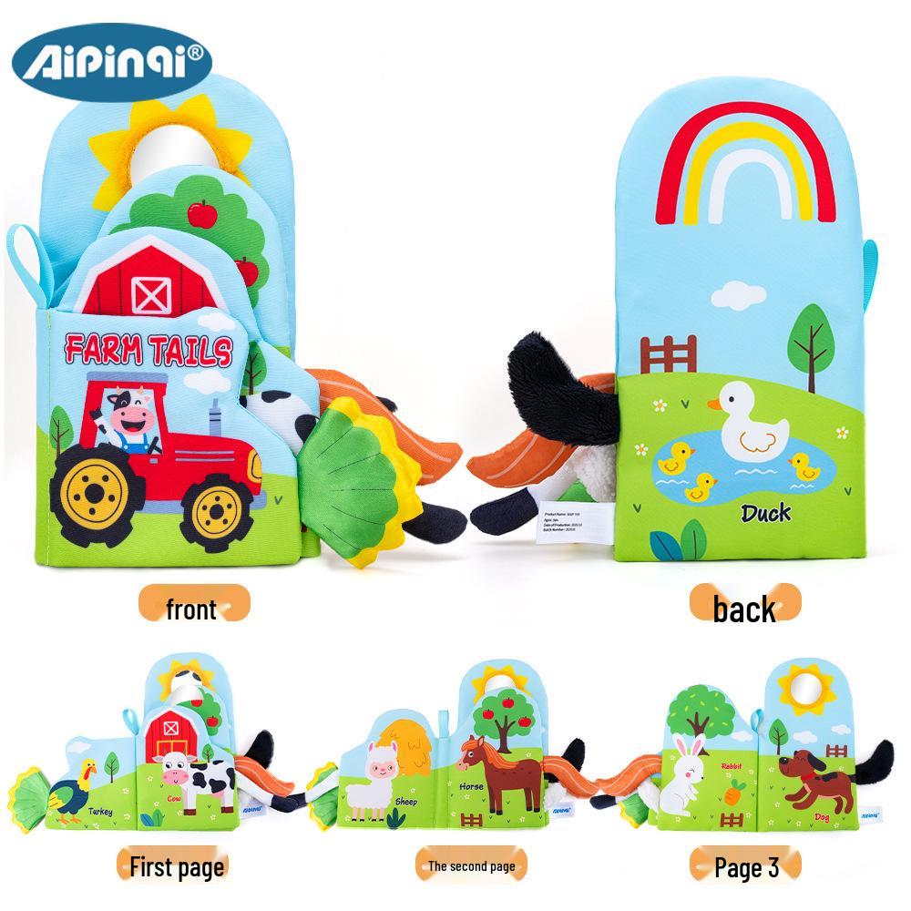 AIPINQI Tear-Resistant 3D Crinkle Paper & Mirror Cloth Book: Alien Animals for Children s Touch & Learning