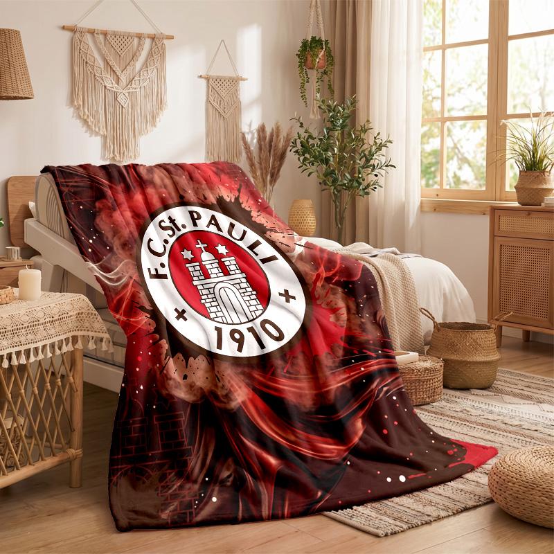 FC St. Pauli Football Print Flannel Blanket Soft Warm Sofa Bed Throw Blanket For Home Office Bedroom