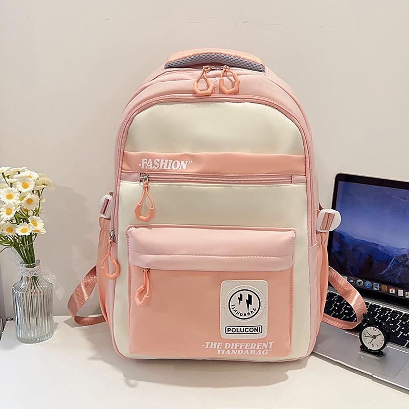Retro Contrasting Color Backpack Large Capacity Workwear Schoolbag for Men and Women High School Students Computer Bag High Value Travel Backpack
