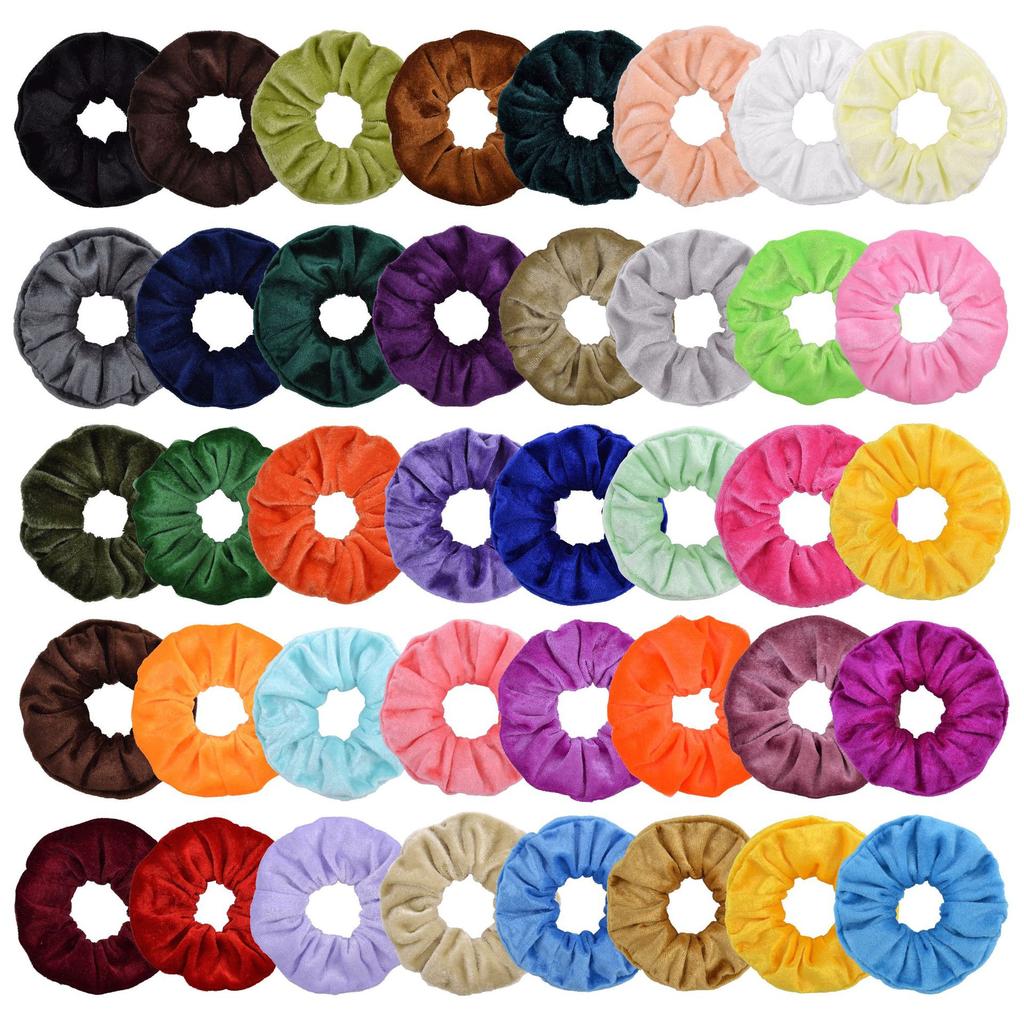 40 Solid Colors Velvet Scrunchies Hair Ties White Black Red Baby Girls Ponytail Holder Headband Women's Fashion Hair Accessories