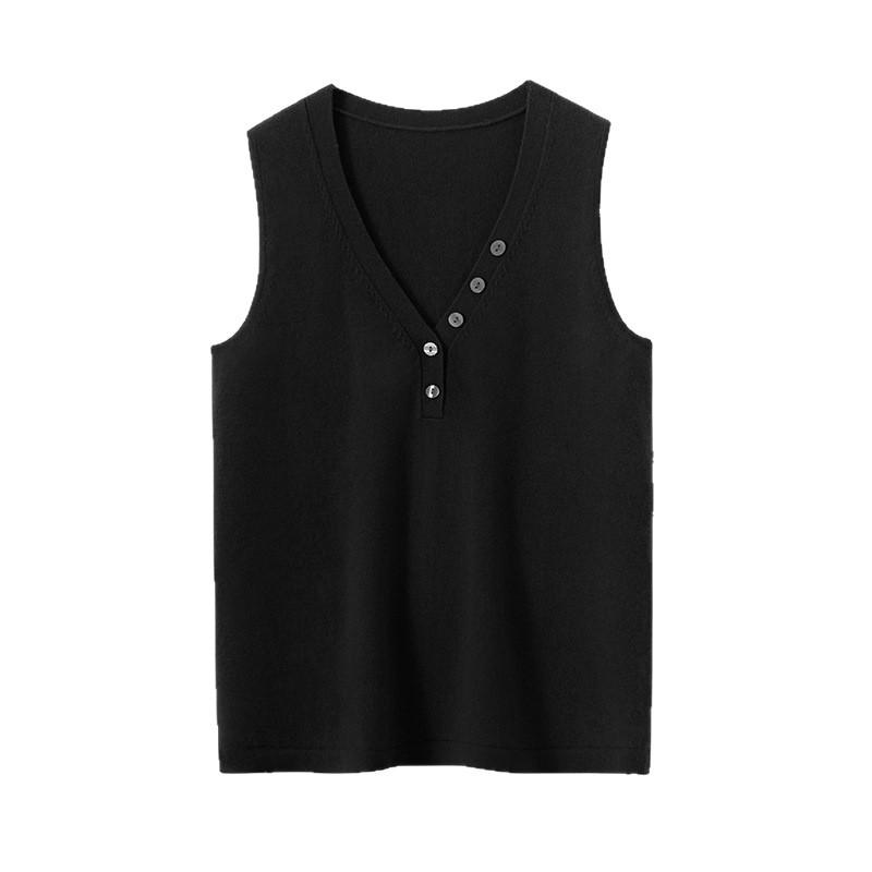 2025 Autumn/Winter French V-neck Sleeveless Slimming Cashmere Knit Vest