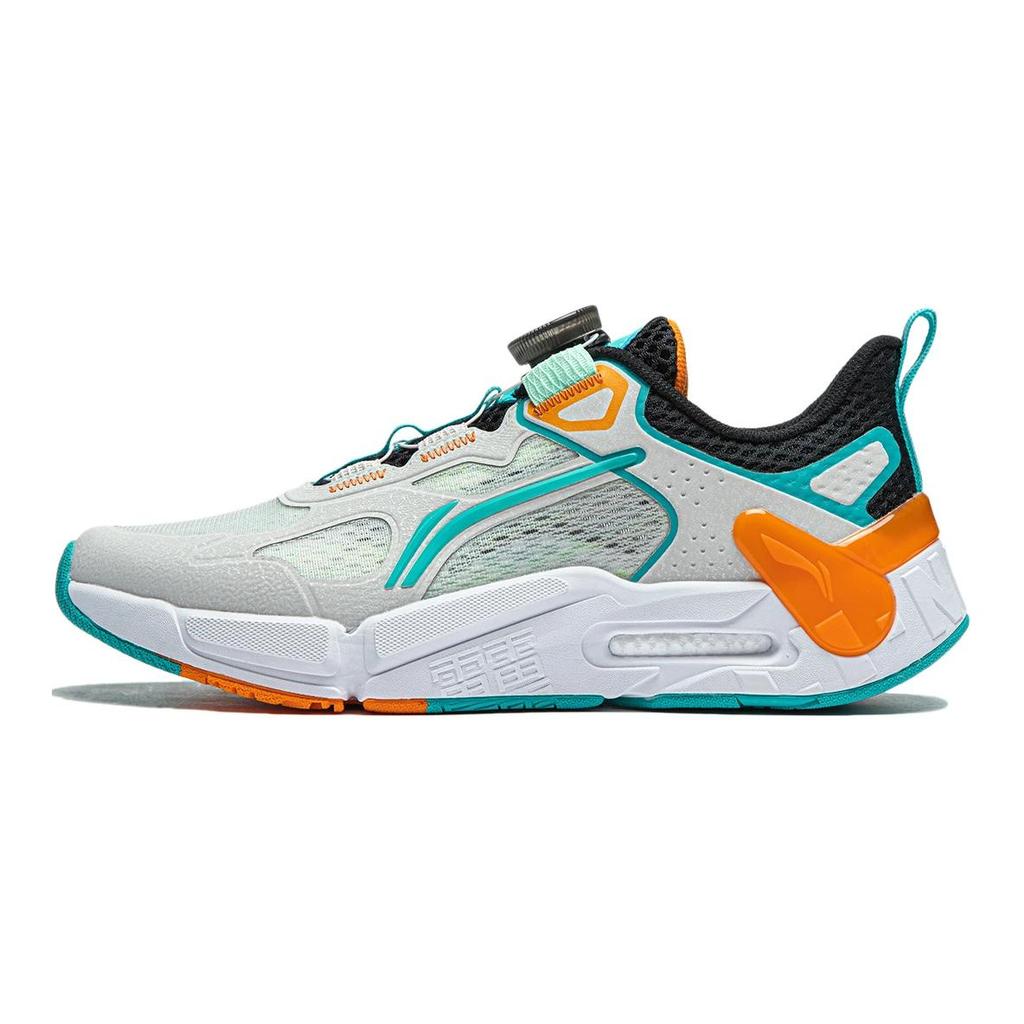 Li Ning Kids Mecha V2 Comfortable Simple Non-Slip Wear-Resistant Casual Shoes Kids Casual Shoes Gray Green Yellow YKCU044-7