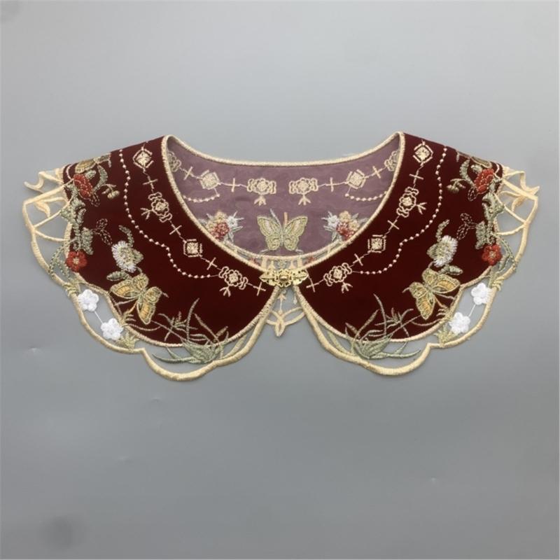 Lace Floral Girls Lapel Decorative Embroidery Collar Flower Ancient Art Traditional Lace Shawl Collar Lapel