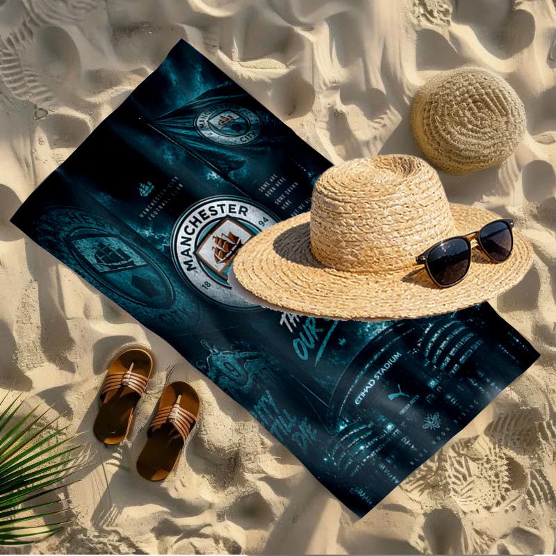 Manchester City FC Druck Strandtuch Design, Weich, Leicht. für Zuhause, Badezimmer, Spa, Pool, Yoga, Surfen, Camping, Geschenk für Familie, Freund