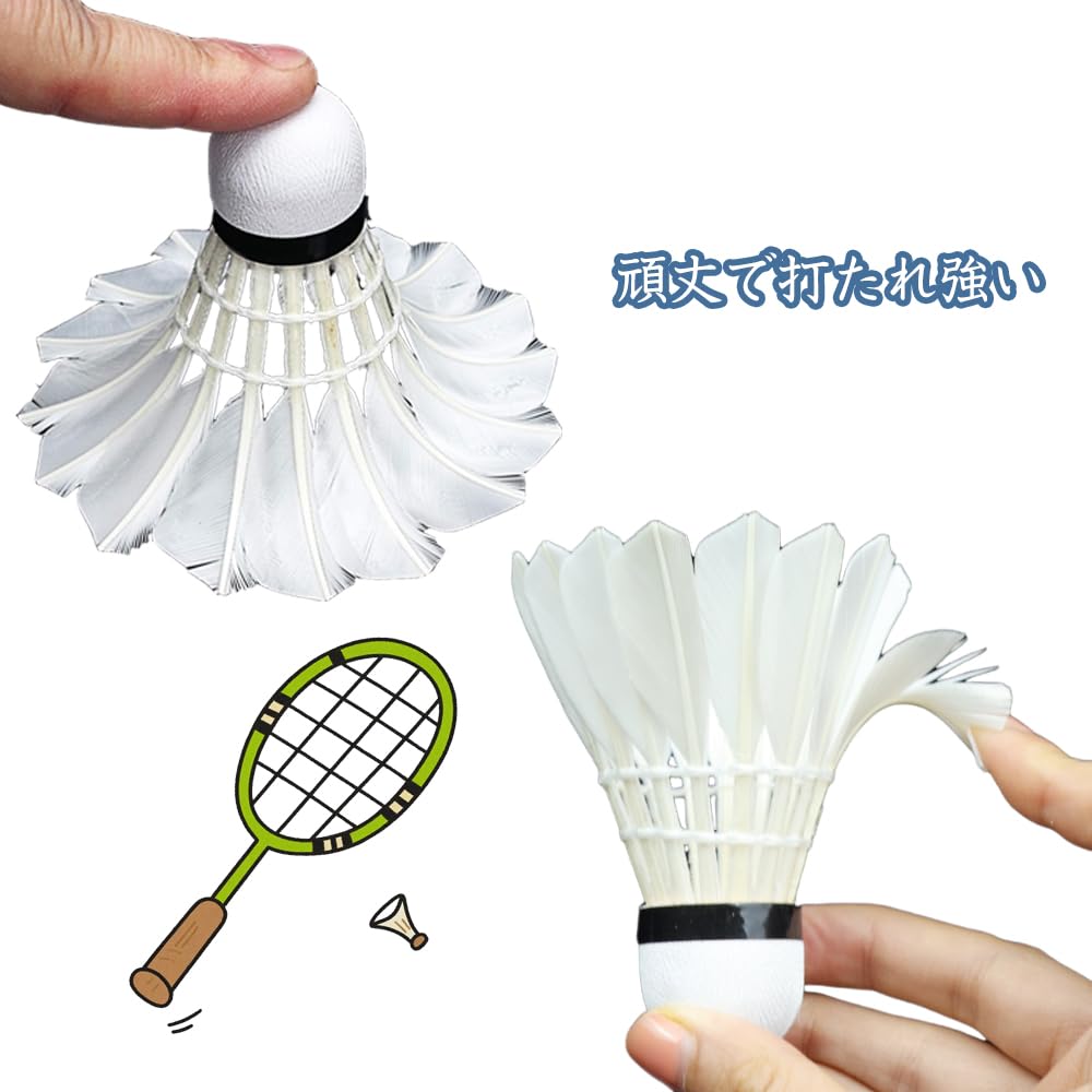 JIMIGUGU Badminton Set of Soft Foam Ball Heads with Natural Duck for Student High and for Indoor and Outdoor and Home Sports 12, Tube-Shaped,