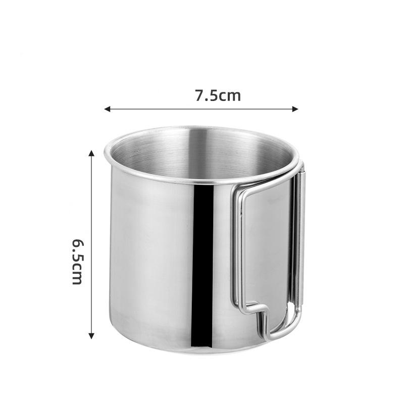 Outdoor Folding Camping Cup with Handle Stainless Steel Beer Coffee Tea Mugs Portable Milk Water Cups for Home Hiking Travel