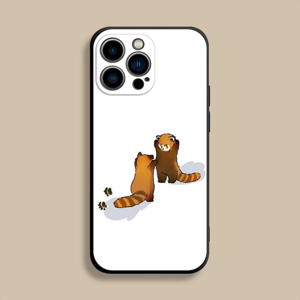 Cute Red Panda Animal Phone Case For iPhone 17,16,15,14,13,12,Pro,Max,Plus,E,SE4,Air,Mini Black Soft Cover