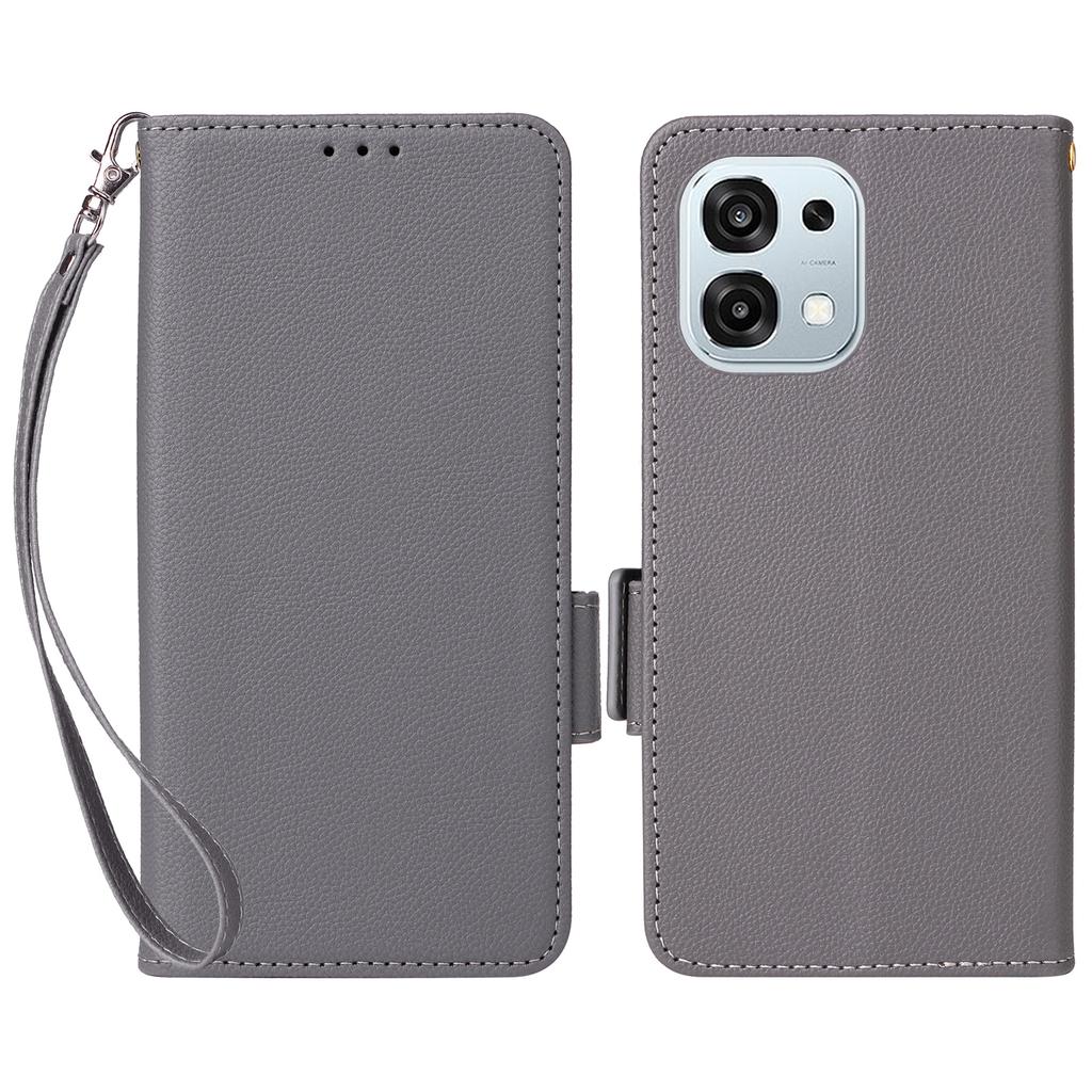 Leather Case for Oppo A6 Pro 4G/A6 Pro 5G/F31 5G Litchi Texture Wallet Phone Cover with Wrist Strap
