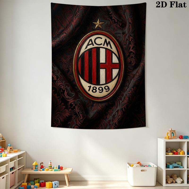 Ac Milan Crest Emblem Threepiece Set 1 Duvet Cover 2 Pillowcase Without Core Soft And Comfortable Christmas Birthday Gift