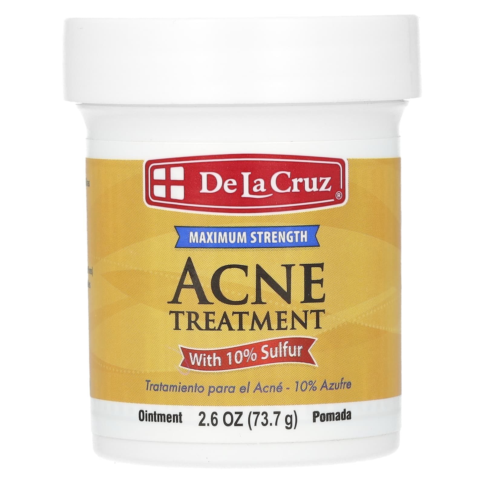 

De La Cruz, Мазь от угревой сыпи с 10% серой, максимальная эффективность, 2,6 унции (73,7 г)