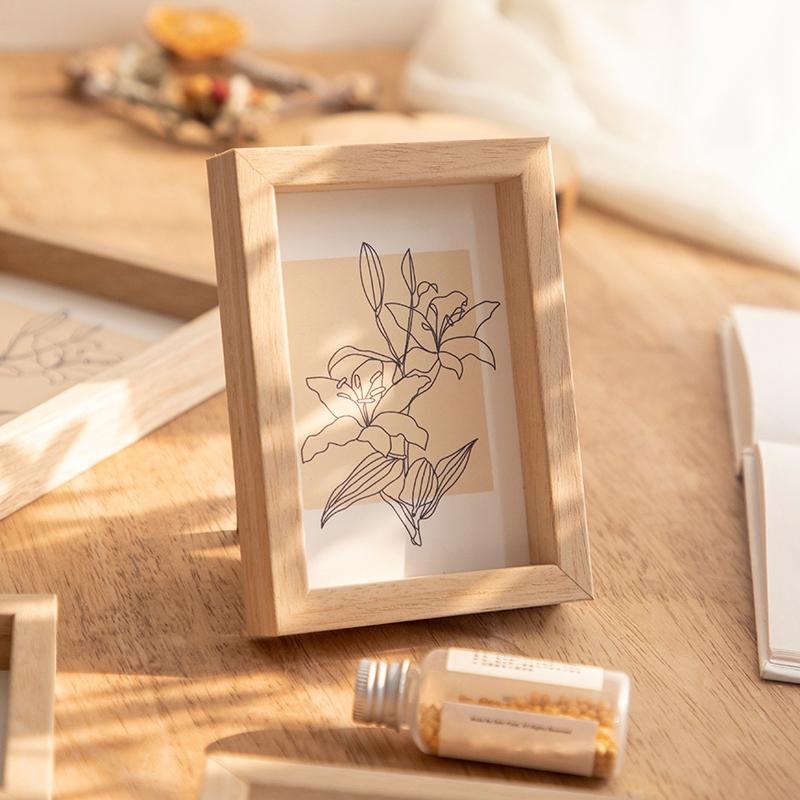 5/6/7/8inch Wooden Photo Frame Solid Picture Frame Vintage Wood Frame Display Stand Desk Accessorie Desktop Ornament Room Decor
