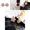 Flower Shaped Zircon Ear Studs With Silver Needle For Gift And Party Wear