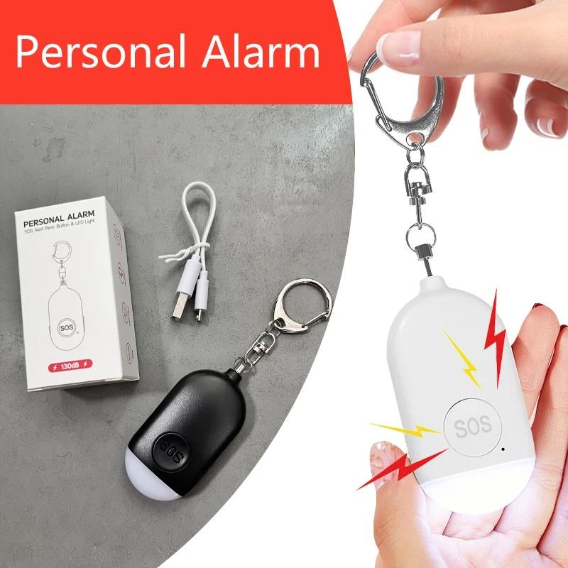 130dB Personal Safety Alarm Keychain Rechargeable SOS Self Defense Alarm with LED Light for Women Emergency Anti-Attack Tool 3