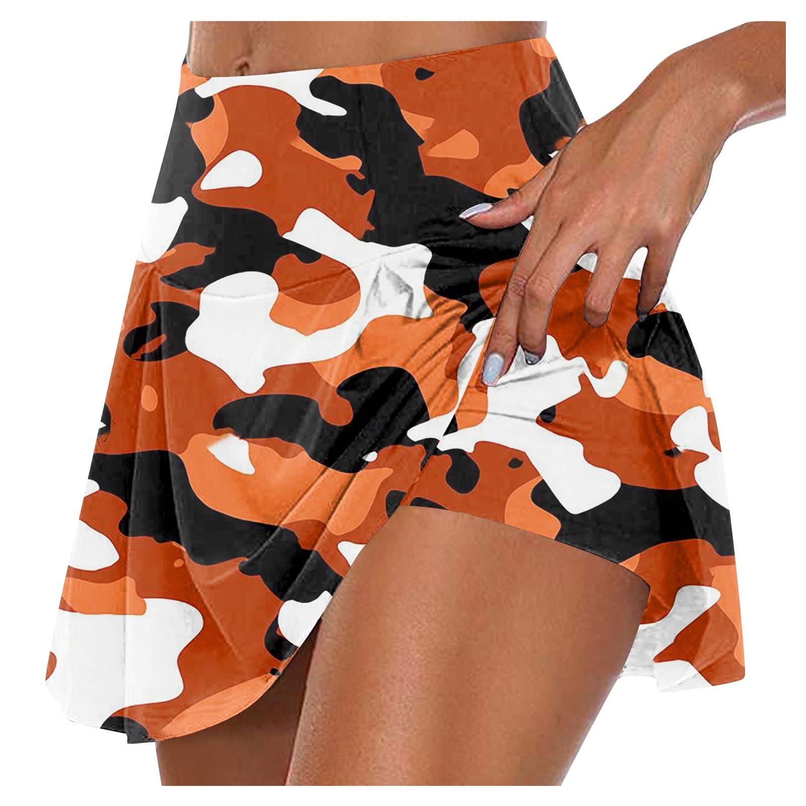 

Женские спортивные эластичные плиссированные теннисные юбки для бега, йоги, внутренние шорты, эластичные спортивные шорты для гольфа XXXXL оранжевый