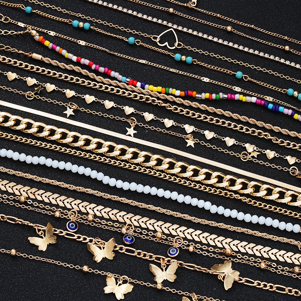 22 Pcs Minimalist Love Butterfly Shell Rhinestone Bead Anklet Set For Women Summer Beach Boho Anklets Fashion Jewelry Gifts 2026