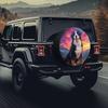 Bernese Mountain Dog Tire Protector For RVs, Wagons, Luxury SUVs, And Electric Vehicles - Stylish Sunset Design With Dog Silhoue
