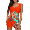 2025 European & American Plus Size Digital Print Tankini Skirt-Style Swimsuit