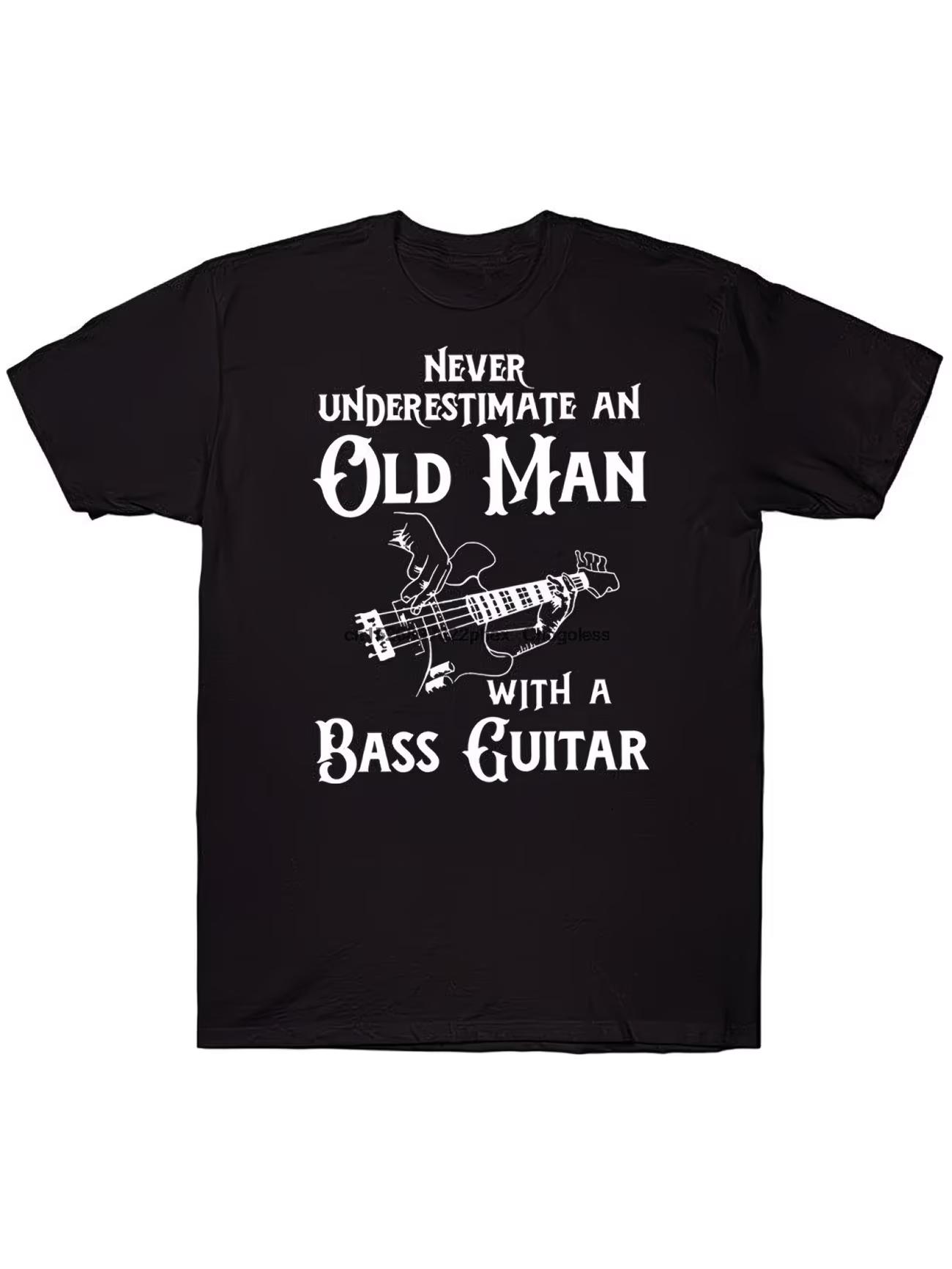 

Vintage Men S Never Underestimate An Old Man with A Bass Guitar Women T Shirt Cotton Tee Streetwear Oversize Casual Trendy Funny 5XL