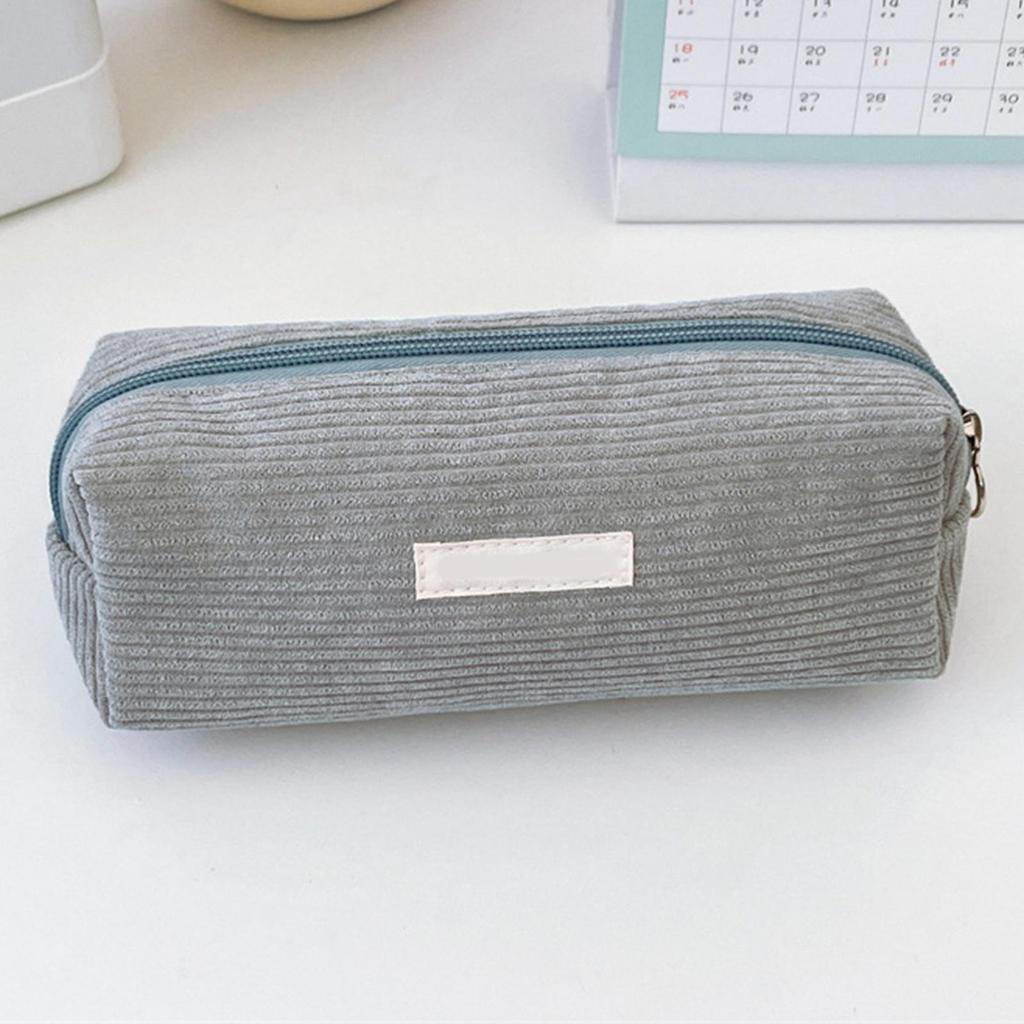 Corduroy solid color pencil case large capacity student stationery storage bag portable cosmetic bag clutch bag gifts for kids