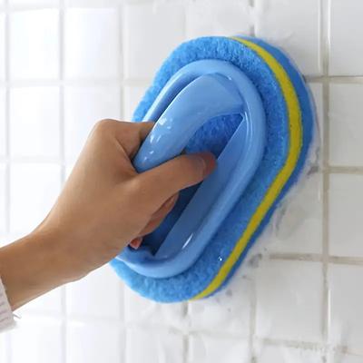Kitchen Bathroom Toilet Cleaning Magic Sponge Glass Wall Cleaning  Bath Brush Handle Sponge Ceramic Window Slot Clean Brush