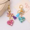 Sequins Filled Resin Heart Keyring Creative Car Key Chain Butterfly Keychain Bag Charm Keychain Hanging Ornament