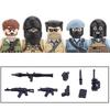 Non-Toxic City Accessories Moc Villain Gangster Figures Building Block Modern Soldier Mask Helmet Guns Bazooka Military Weapon Bricks Toys