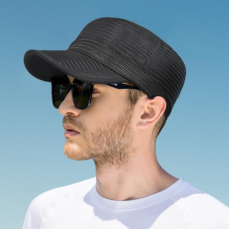 

Dad Summer 100% Mesh Sun Caps Male Army Flat Cap Women Cool Cadet Hat Big Bone Men Oversize Baseball Hats Head 59-60cm чорний