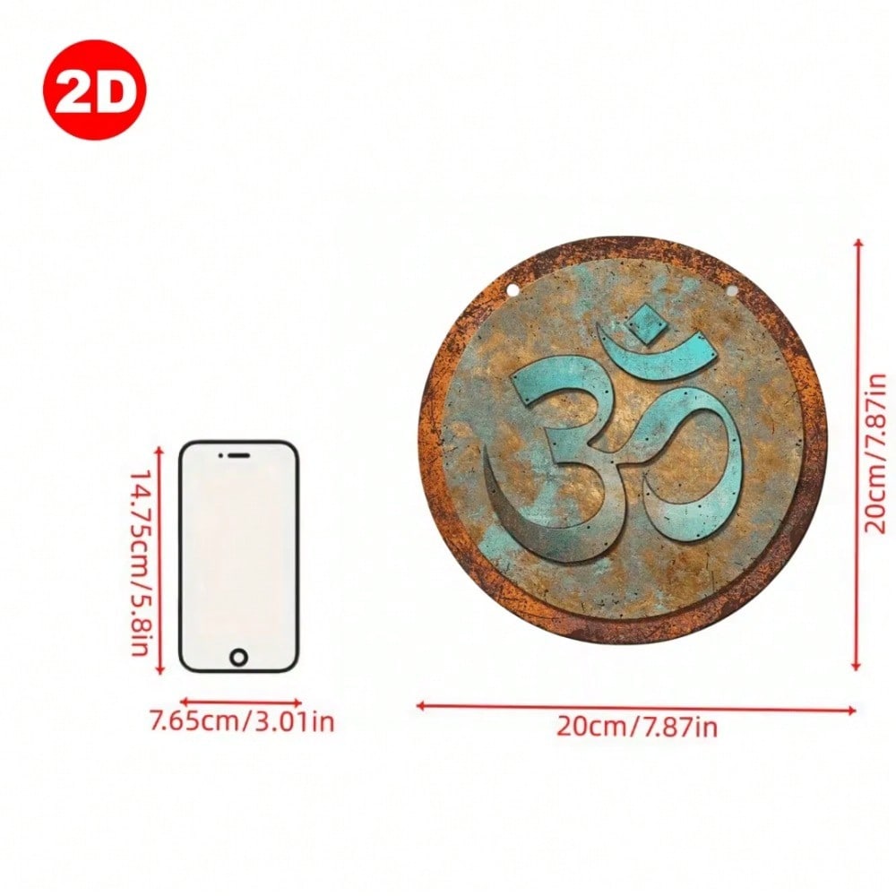 

Retro Om Tin Sign Wall Art 8x8 Inch Metal Painting Spiritual Decor Gift різнокольоровий