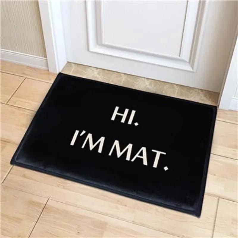 Black Welcome Door Mat Non-slip Living Room Bedroom Decor Carpet Washable Kitchen Rugs Bathroom Porch Hallway Entrance Doormats