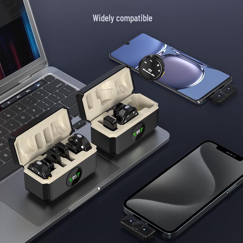 Q9 Dual Wireless Lavalier Microphone Set with Charging Case for Live Streaming, Video Recording, Noise Reduction, and Monitoring