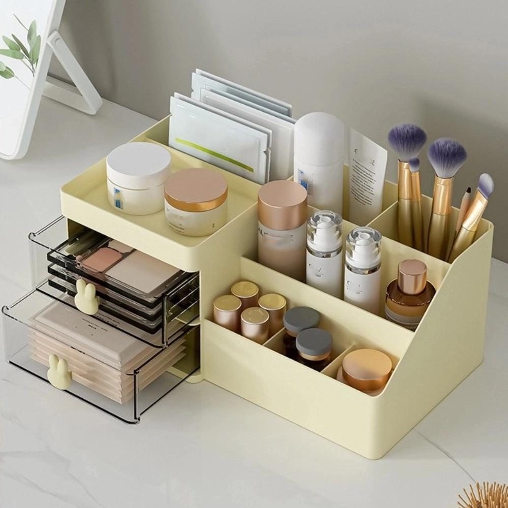 10 Compartments Cosmetic Drawer Organizer Cute Bunny Makeup Storage Case  Dressing Table