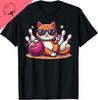 Funny Cat with Sunglasses Cat Playing Bowling T-Shirt Kawayi Couple Y2k Cotton Unisex Summer Streetwear Tops Ropa Hombre