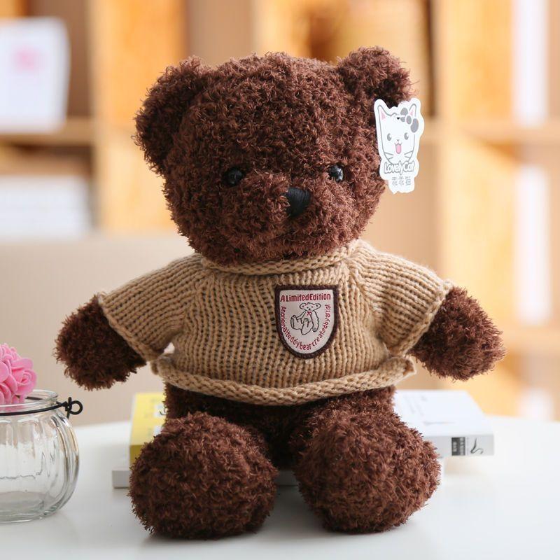Sweater bear doll large throw pillow cute dress teddy bear doll birthday gift girl plush toy
