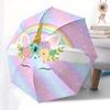 Unicorn,Rainbow Themed Automatic Folding Umbrella  8 Ribs Durable Iron Frame, Vibrant Color Design, Compact Travel Umbrella for Beach, Outdo