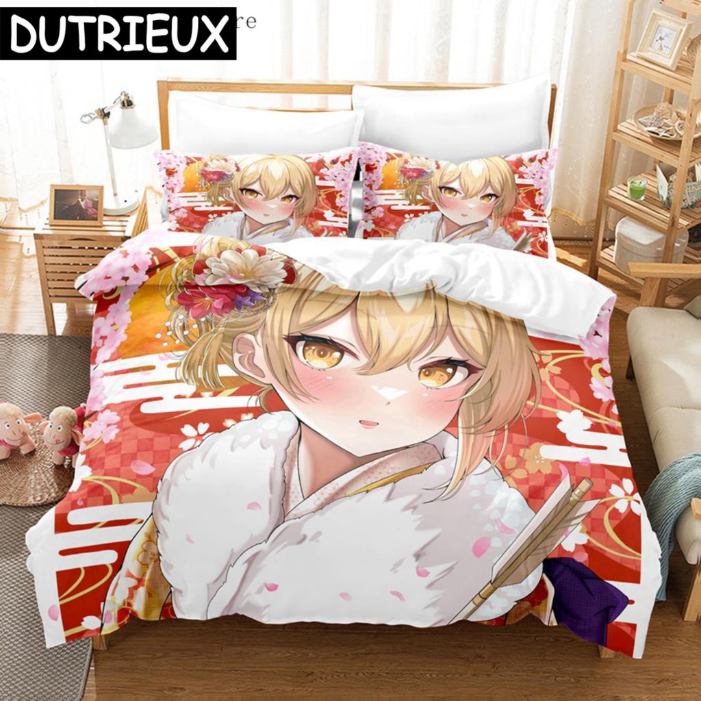 Anime Genshin Impact Lumine Duvet Cover Cartoon Girl Bedding Sets Twin Double Bed Set For Home Textiles