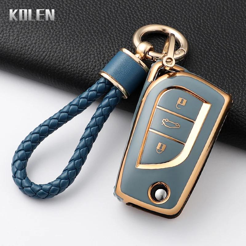 For Toyota Aygo Yaris Highlander Camry Rav4 Corolla Land Cruiser Prado Fashion Tpu Car Key Case Cover Protected Keychain Fob Bag
