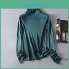 Silk Long Sleeve T Shirt For Women With High Neck And Breathable Fabric For Office Wear