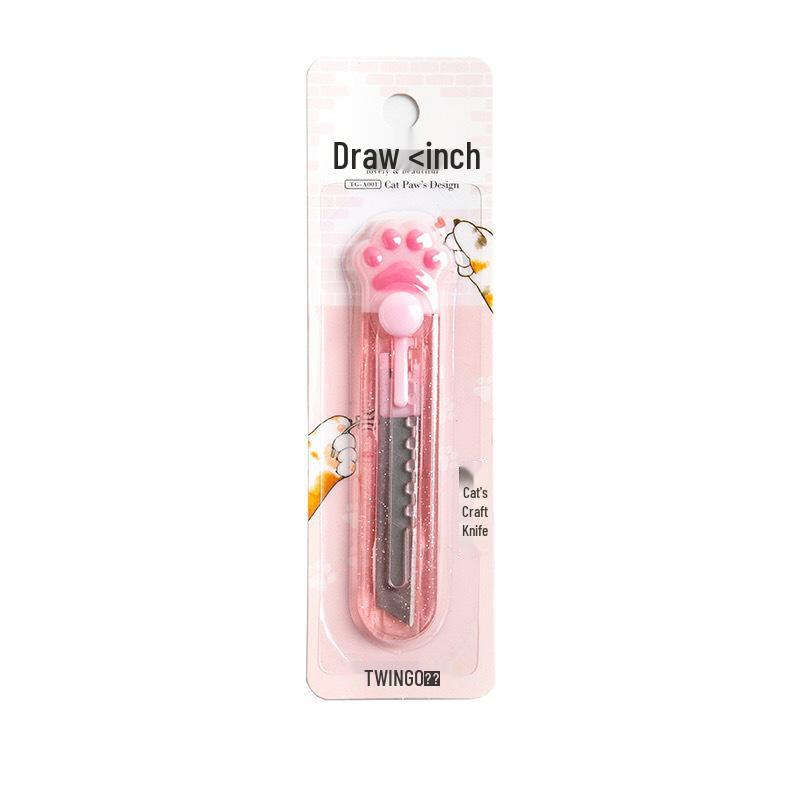 Cat Paw Craft Knife - Compact Cartoon Design for Scrapbooking and Paper Cutting. Ideal for Students and Portable Use.
