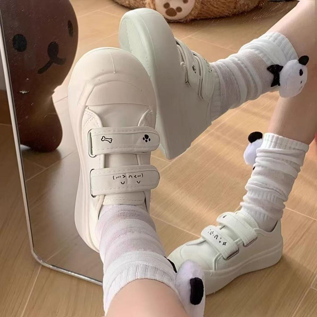 Spring and Summer Velcro Subculture Home Cute Leisure Platform Sole Canvas Shoes Board Shoes Round Head