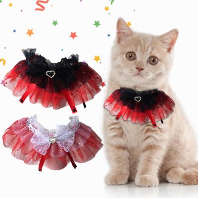 Haustierhalsband Herz Strass Verkleiden Spitze Schleife Katze Hund Halstuch