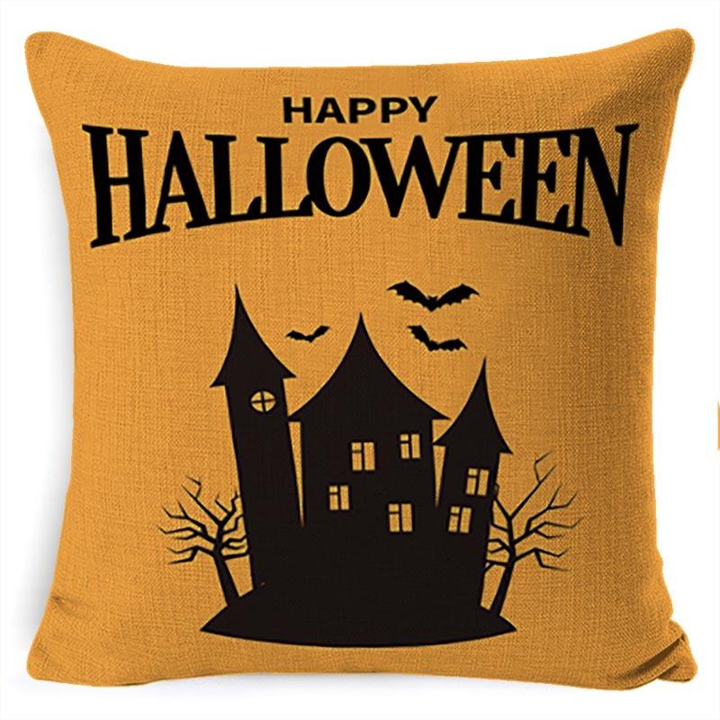 Halloween Pillow Pumpkin Little Witch Horror Cushion Linen Cushion Cover Holiday Party Pillow Cover Bed Backrest