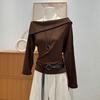 Oversized Womens T Shirt With One Shoulder Neckline And Embroidered Details For Fall 2025 Fashion
