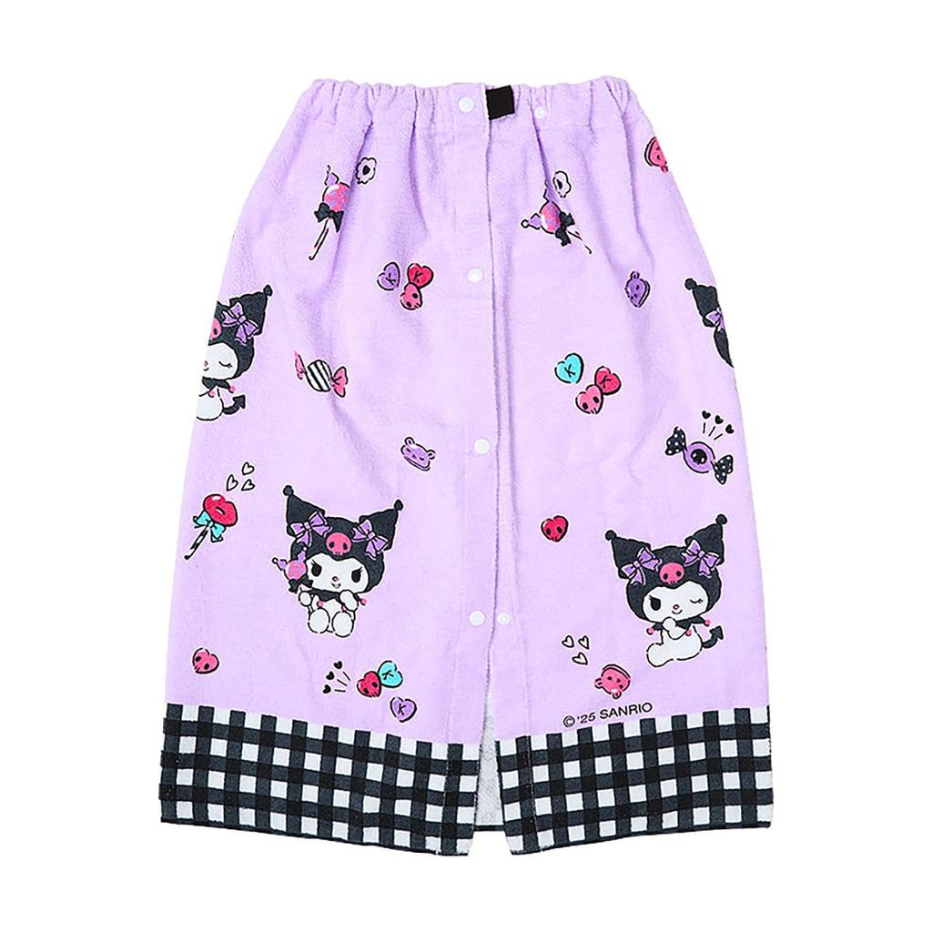 Sanrio Wrap Pool Changing Towel with Snap Name Product 946672 Kids' Towel, 70cm, Kuromi, Girl, Purple, 100% Cotton, Accessory, Buttons, Tag, Number